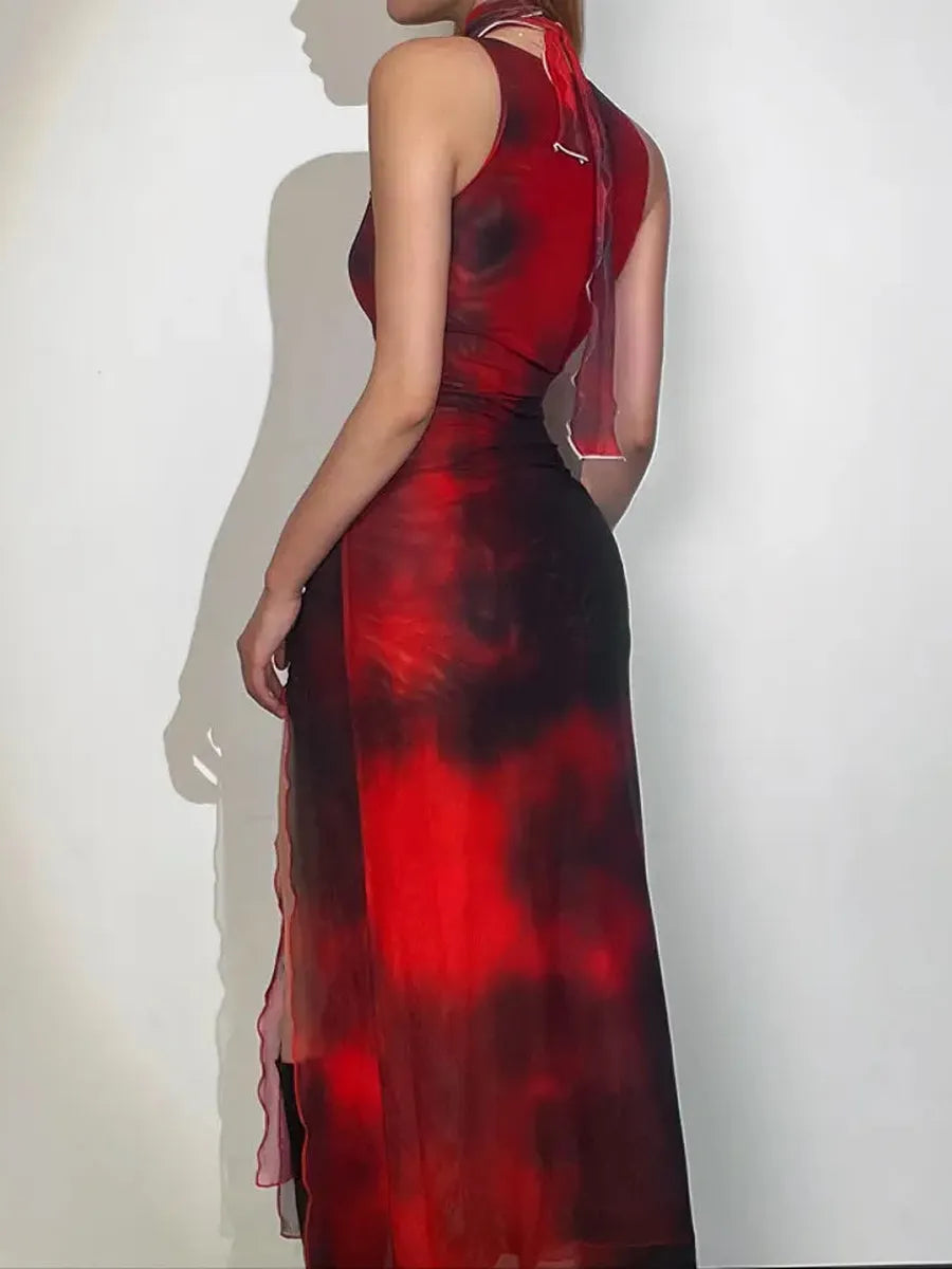 'Ruby' Punk Asymmetrical Mesh Tank Dress AlielNosirrah