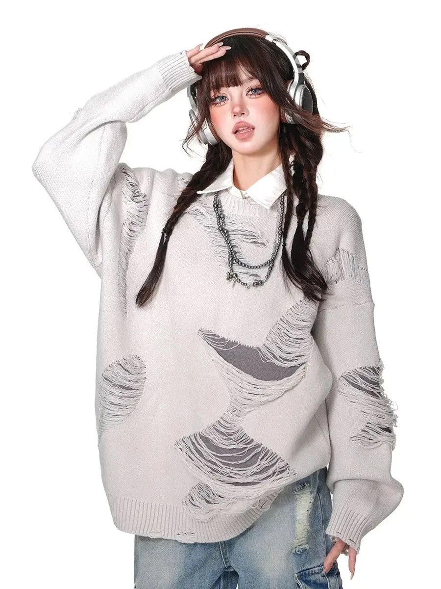 'Drop it' Grunge Ripped Basic Knitted Sweaters AlielNosirrah