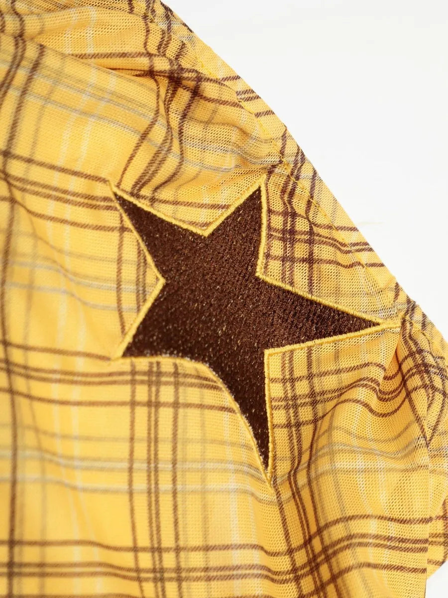 'Yellow Star' Y2k Streetstyle Checkerboard Star Tube Top AlielNosirrah