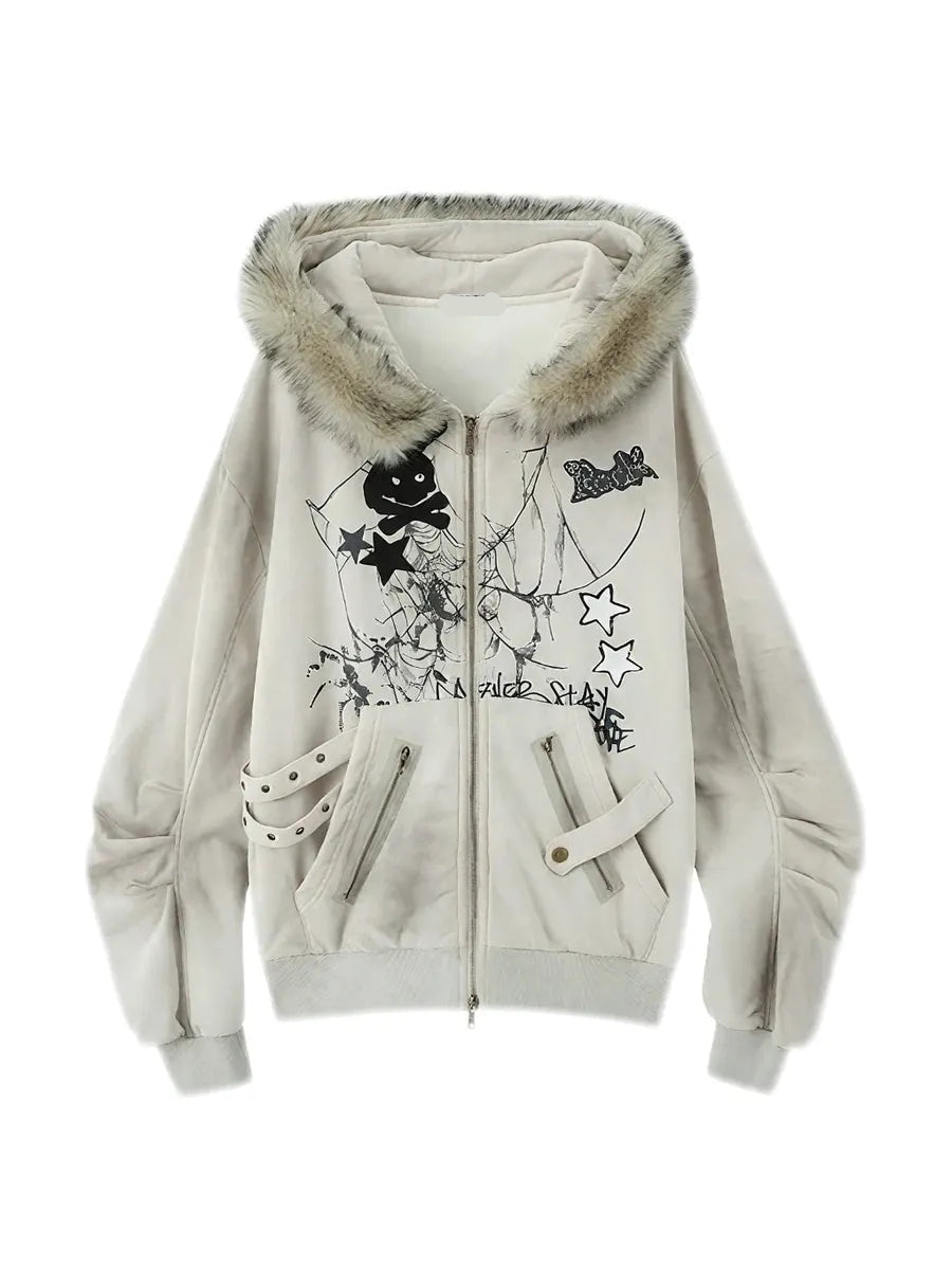 Alielnosirrah - 'Basement Rabbit ' Punk Harajuku Fluffy Hood Bunny