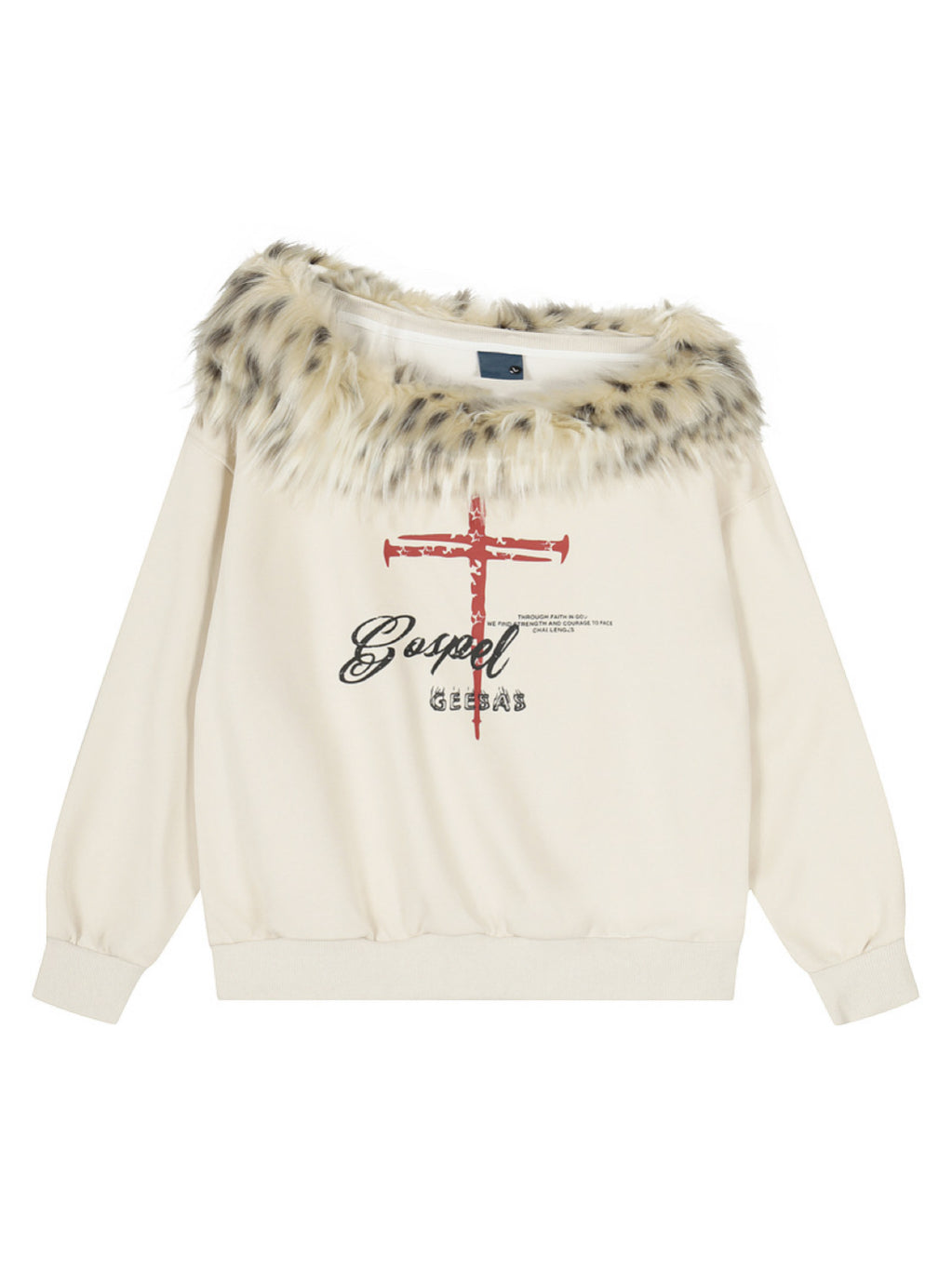 'Frost Kiss' Retro Glam Off-Shoulder Fur Trim Sweatshirt (Copy) AlielNosirrah