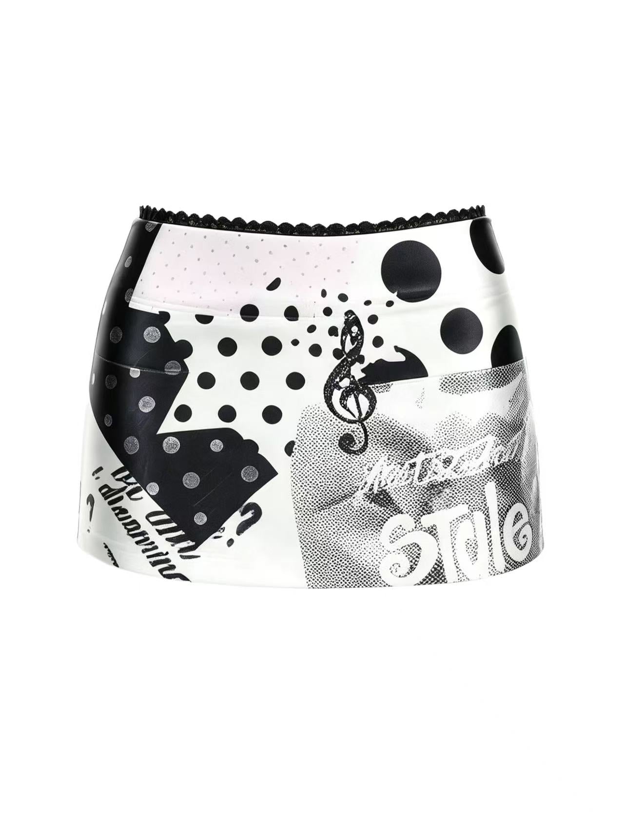 'Street Scribble' Street Graffiti Print Low-Rise Skirt AlielNosirrah