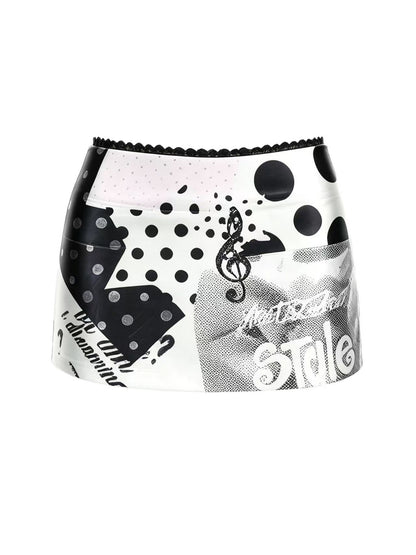 'Street Scribble' Street Graffiti Print Low-Rise Skirt AlielNosirrah