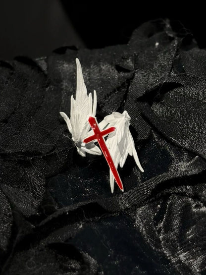 'Freedom Wings' Hand‑Painted Cross Wing Alloy Ring