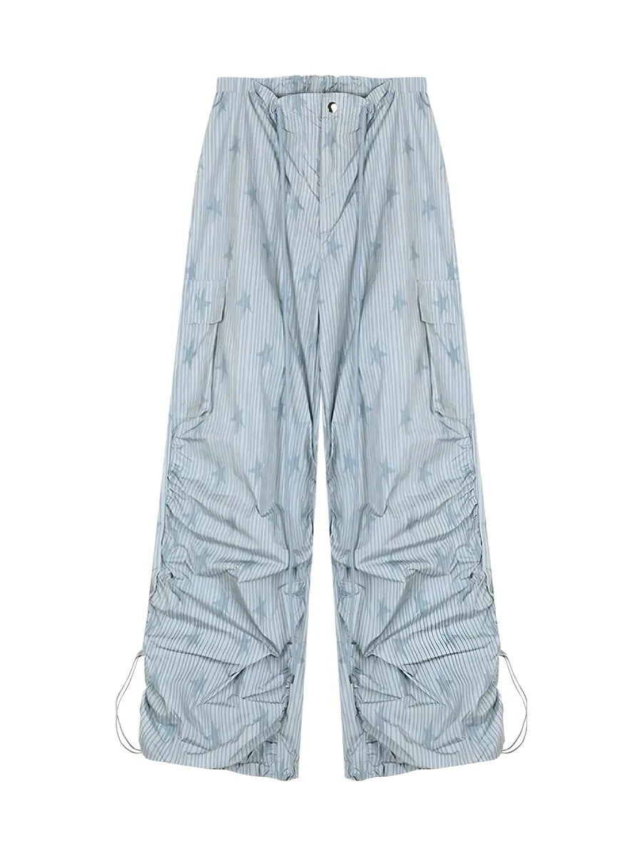 Alielnosirrah - 'Paper Plane' Acubi Star Pattern Striped Pocket Pants ...