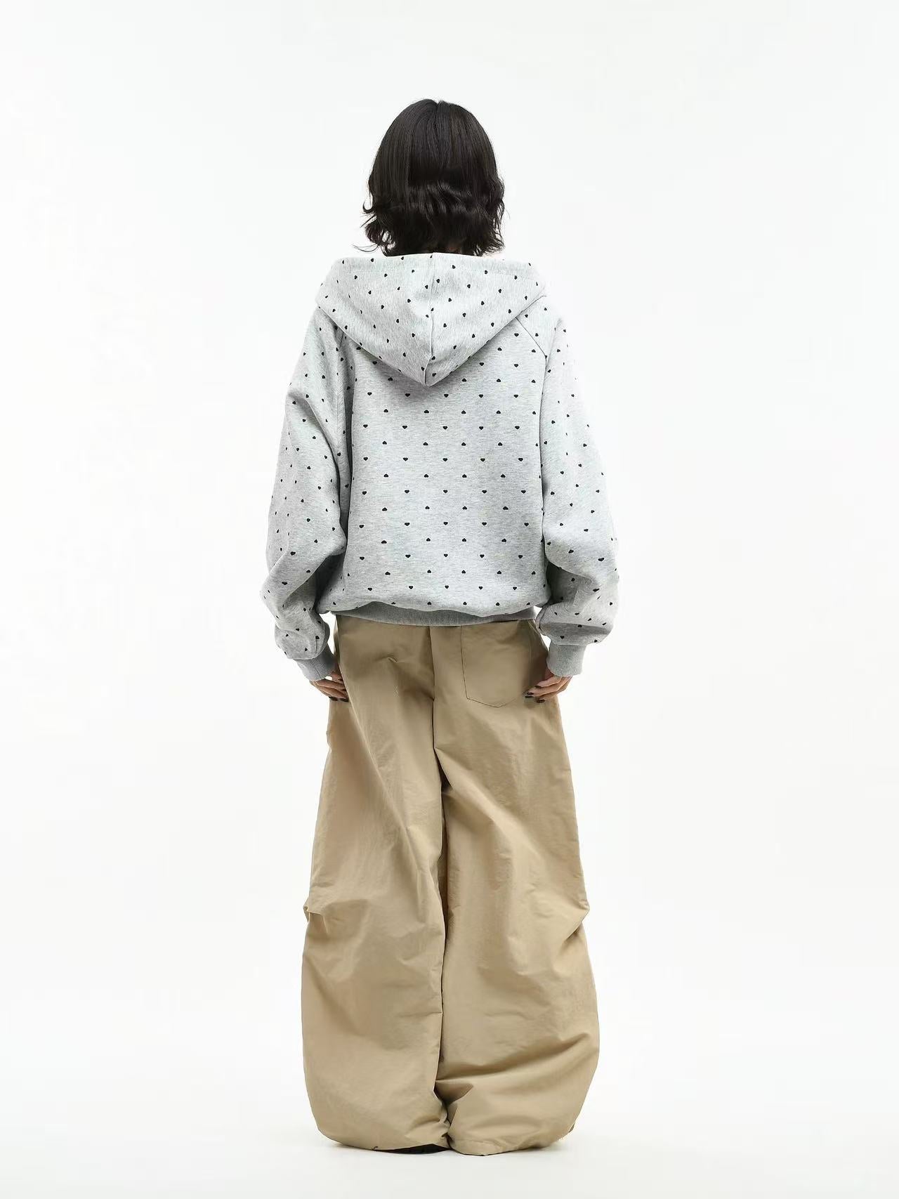 'Dot Revival' Vintage Polka Dot Hooded Sweatshirt Jacket AlielNosirrah
