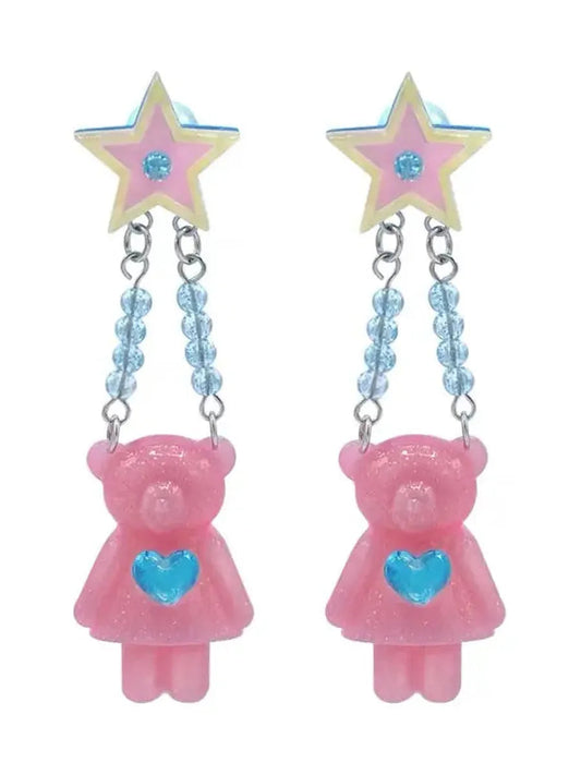 'Swinging bear' Kawaii Egirl Resin Bear Earrings AlielNosirrah