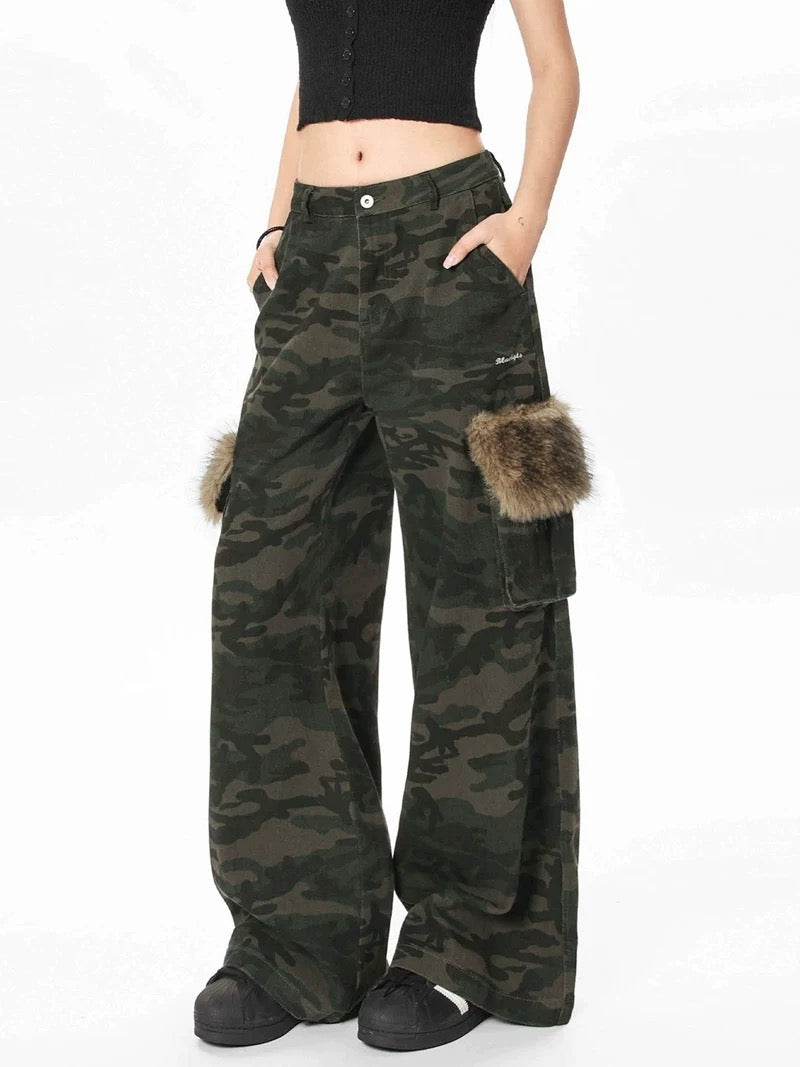'Wild Hunt' Streetstyle Cargo Fur Camouflage Multi Pocket Pants AlielNosirrah
