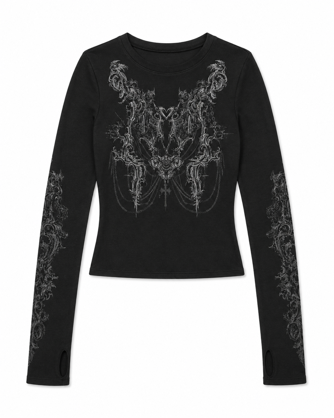 'Punk Ink' Punk Graphic Print Long Sleeve Top