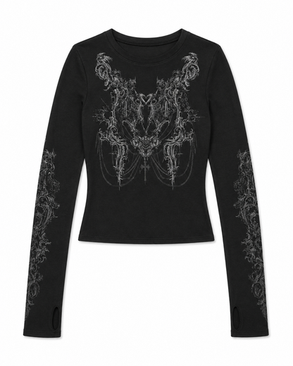 'Punk Ink' Punk Graphic Print Long Sleeve Top