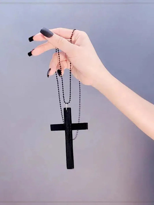 'Holy' Dark Goth Big Cross Necklace AlielNosirrah