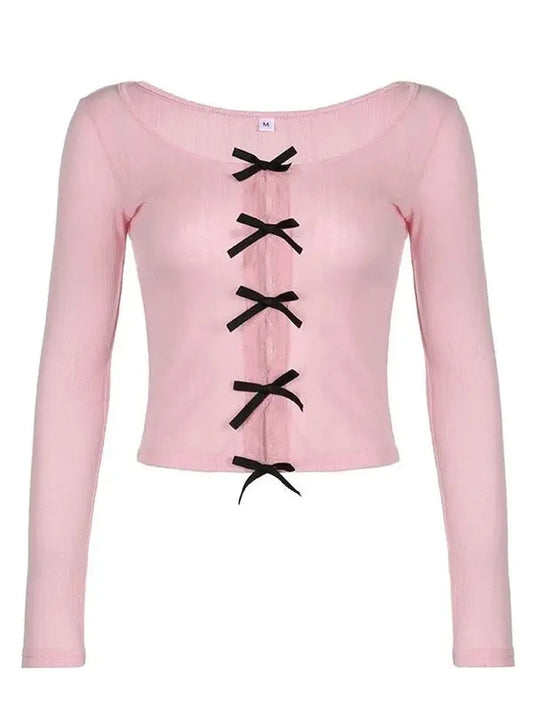 'Untouched' Hollow Design Bow Tie Long-Sleeved Shirt AlielNosirrah