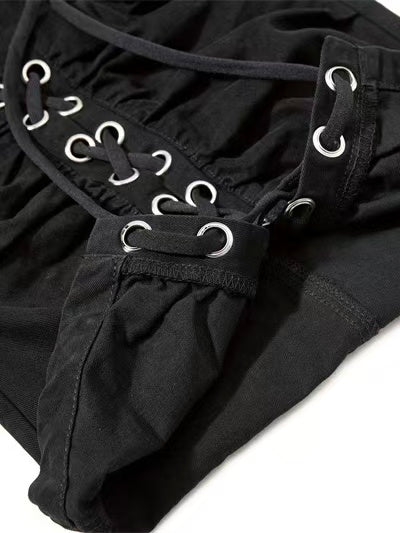 'Hype Tie' High Street Strap Design Wide Leg Cargo Capri Pants