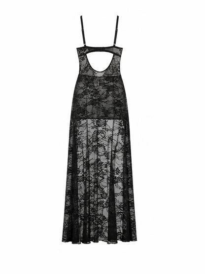'Missy‘ Festival Sheer Lace Maxi Slip Gothic See-Through Cover Up Dress