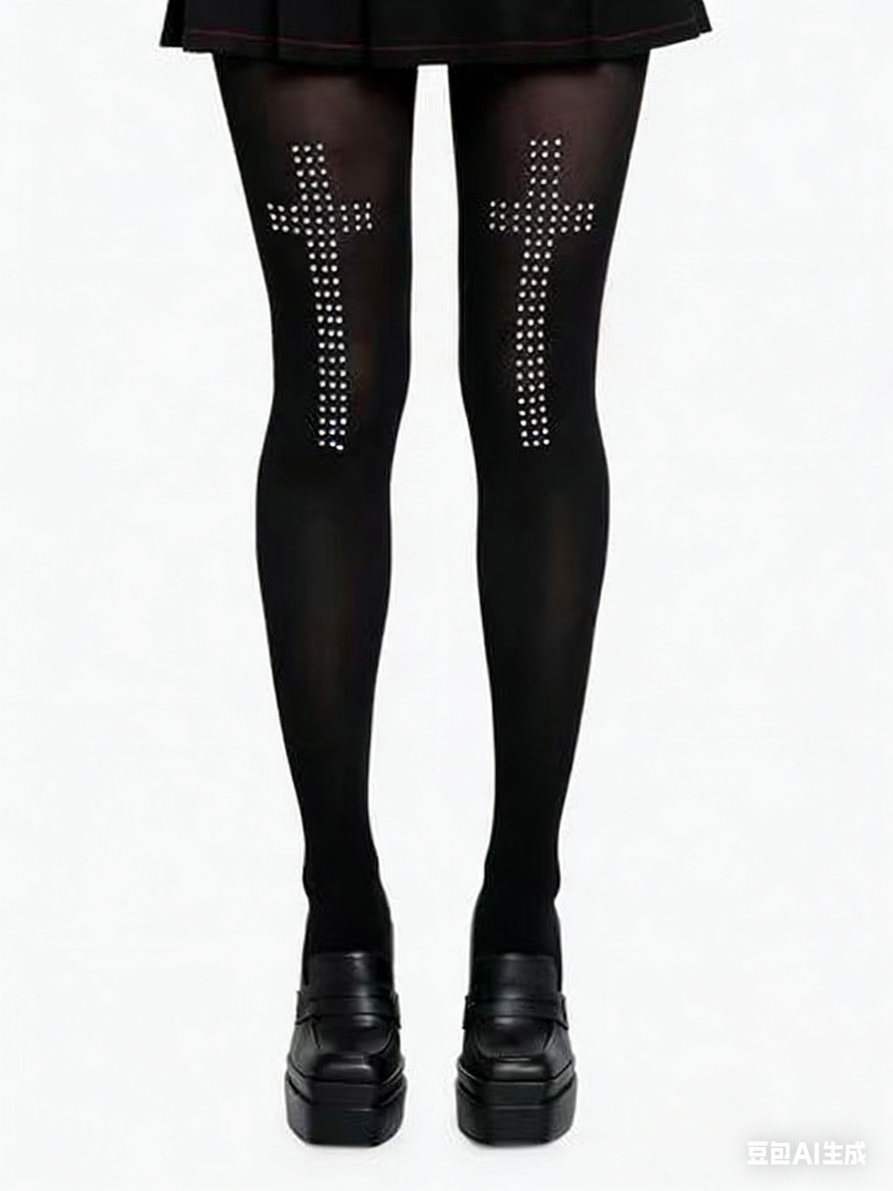 'Riotcross' Dark Punk Cross Studded Rhinestone Tights AlielNosirrah