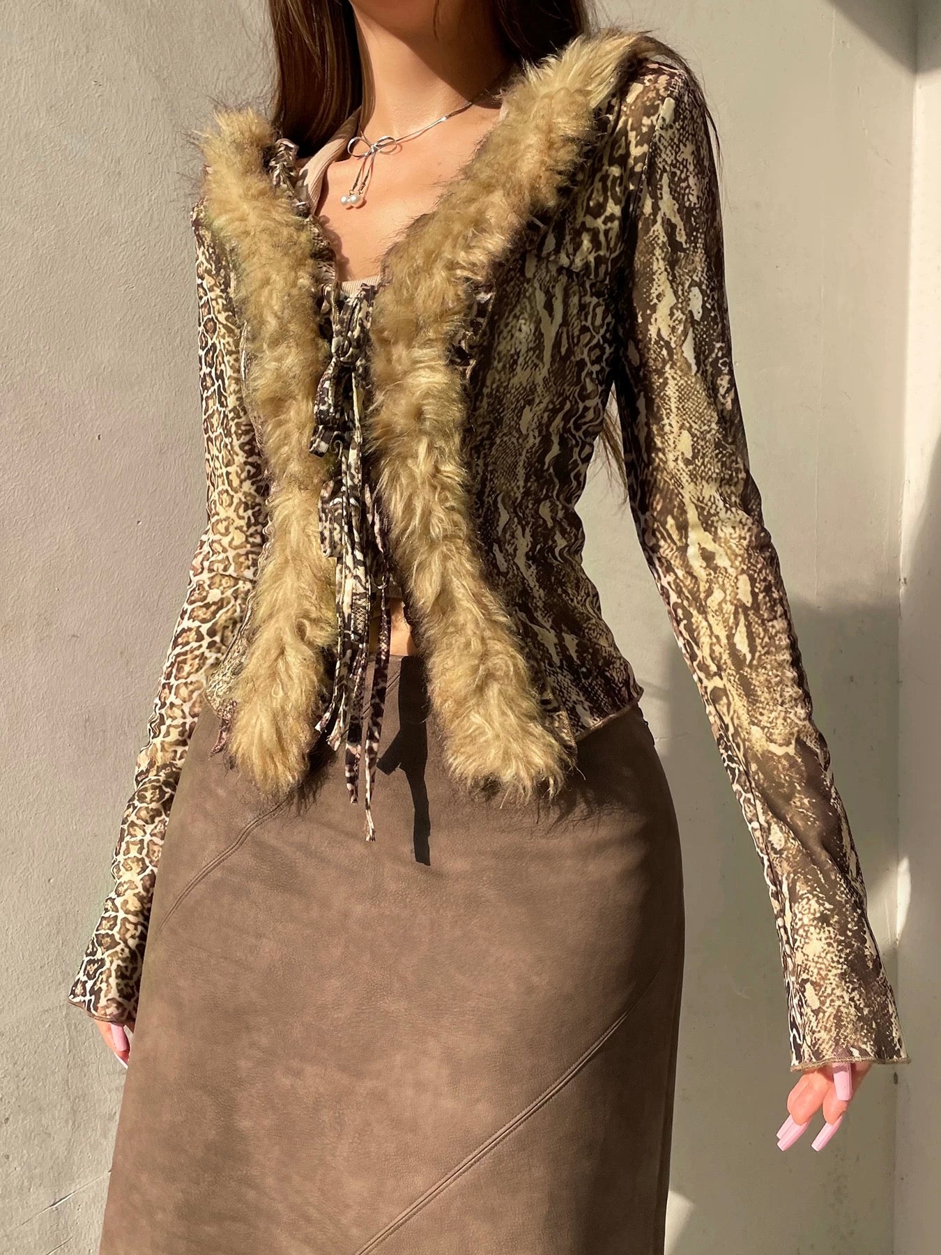 ’Story Teller' Tribe Style Off Shoulder Fluffy Fur Shirts AlielNosirrah