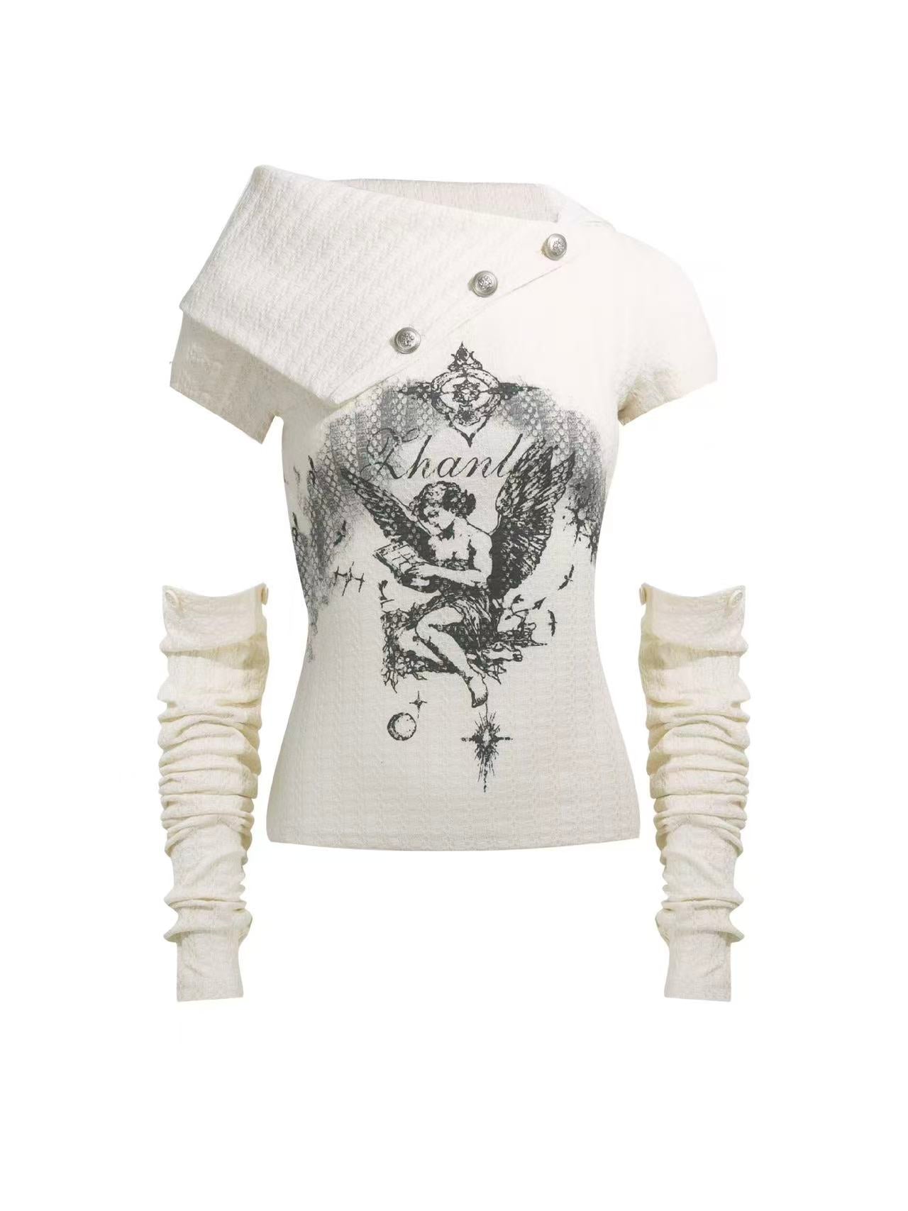 'Slashwave' Y2K Asymmetrical Knit Top with Detachable Sleeves AlielNosirrah