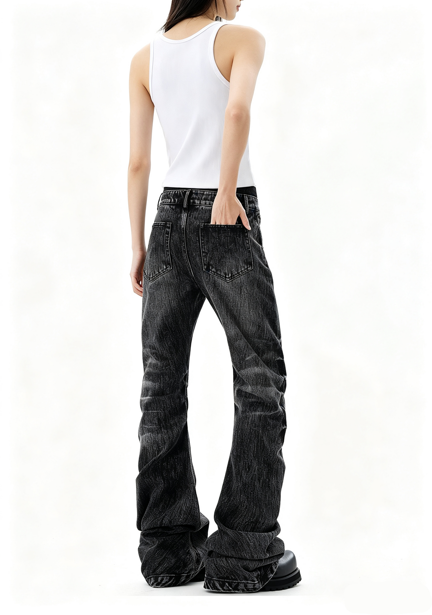 'CrossDazzle' Vintage Cross Rhinestone Long Jeans