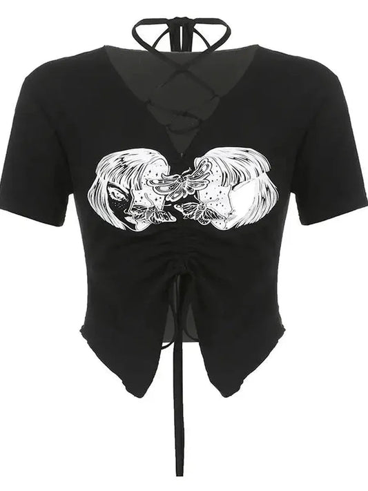 'Division' Drawstring Short Sleeve Top AlielNosirrah