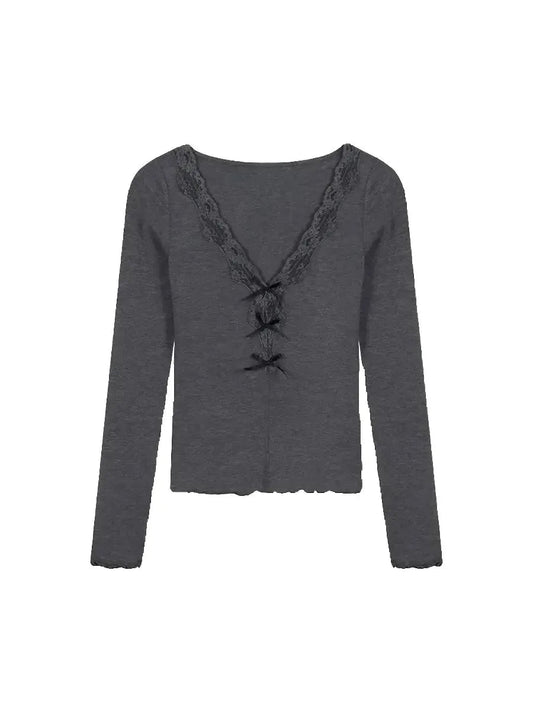 'So Sure' Coquette Ribbon Flattering Long Sleeve Shirts AlielNosirrah