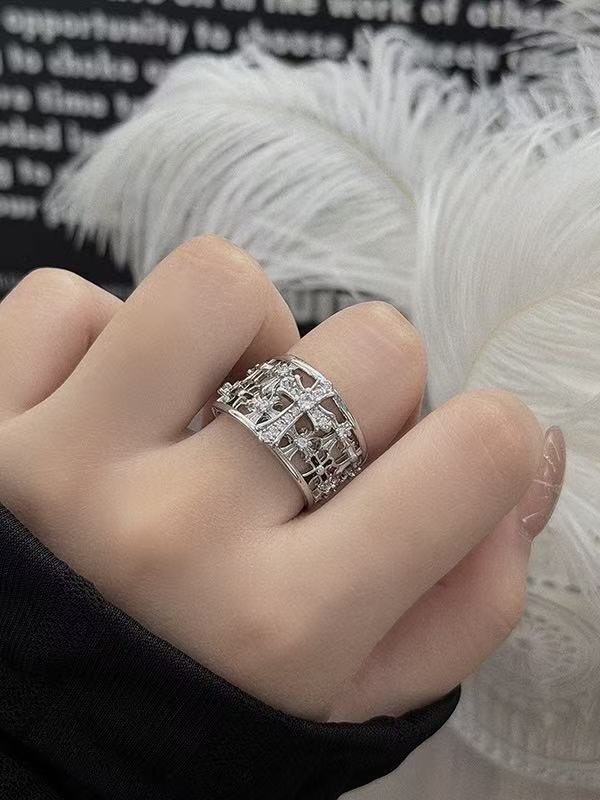 'Celestial Cross' Punk Silver Cross Zircon Ring AlielNosirrah