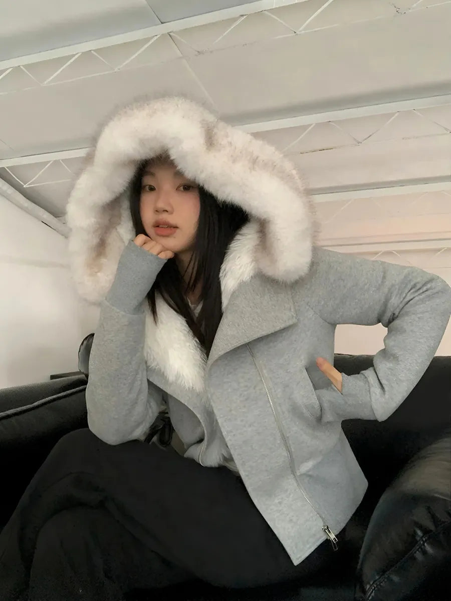 'Warm Night' Fluffy Hood Y2k Fitted Comfy Jacket AlielNosirrah