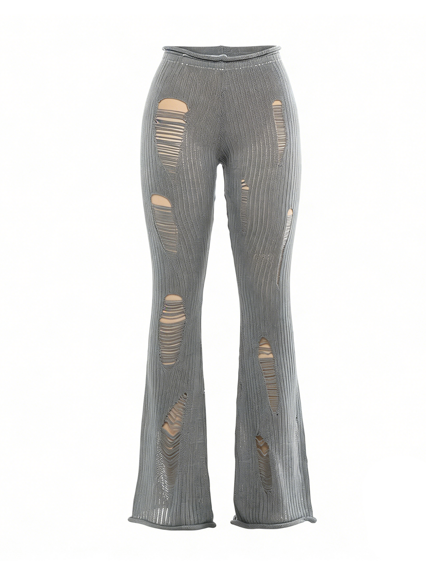 'Slashfit' Knit Distressed High-Waist Casual Pants AlielNosirrah