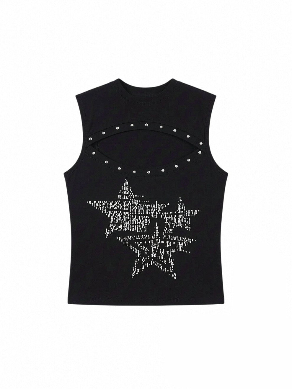 'Nightnova' Rock Punk Star Print Cutout Sleeveless Tank AlielNosirrah