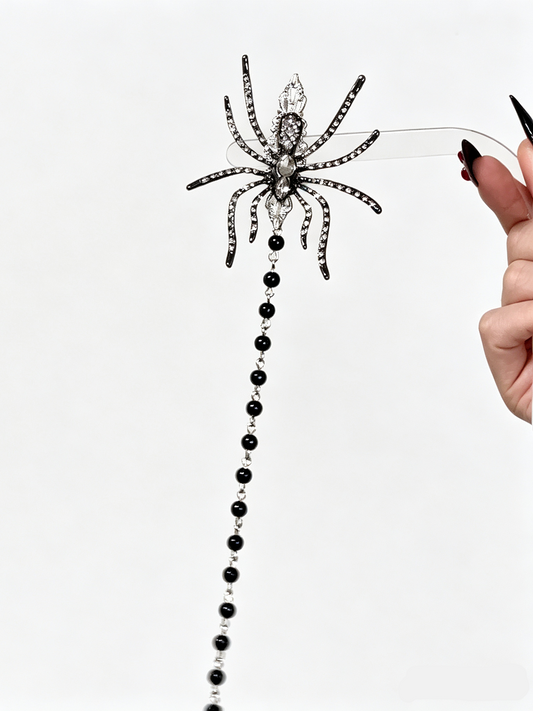 'Spider Nocturne' Punk Gothic Rhinestone Spider Halloween Hair Clips