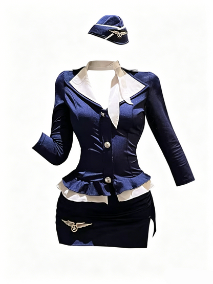 'Prefect Night ' Sexy Cosplay Uniform 4-Piece Set (Top + Skirt + Hat + Scarf) (Copy) AlielNosirrah