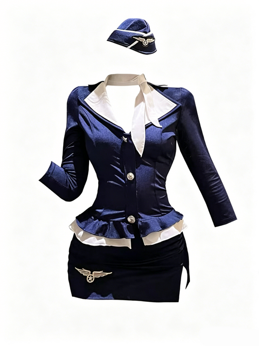 'Prefect Night ' Sexy Cosplay Uniform 4-Piece Set (Top + Skirt + Hat + Scarf) (Copy) AlielNosirrah