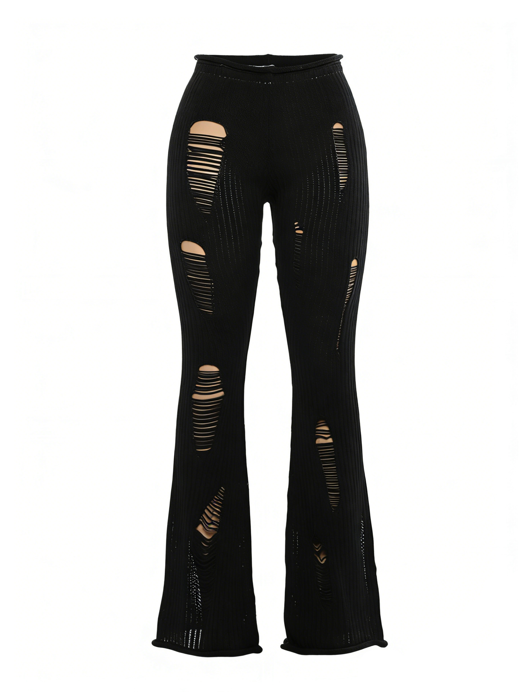 'Slashfit' Knit Distressed High-Waist Casual Pants AlielNosirrah