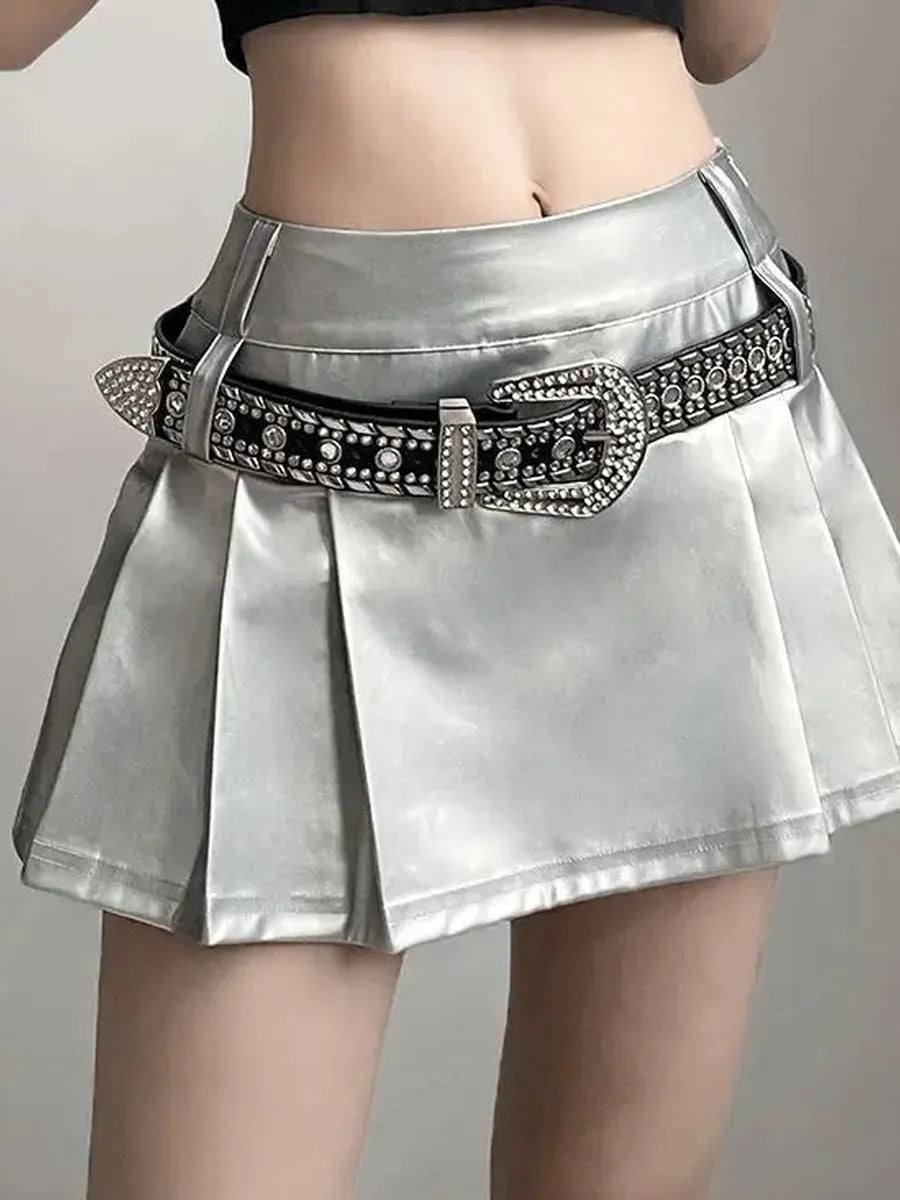'Scale' Future Silver Metallic Pleated Skirt AlielNosirrah