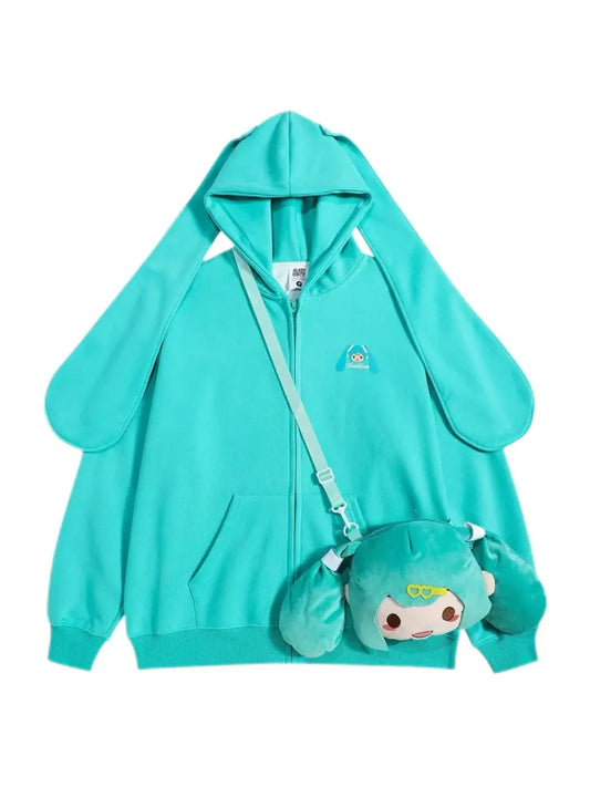 'Scallion Gurl’ Kawaii Streetstyle Fleeced Rabbit Ears Hoodie AlielNosirrah