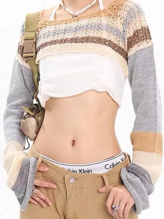 'Mushroom Chocolate' Grunge Vintage Crop Sweater AlielNosirrah