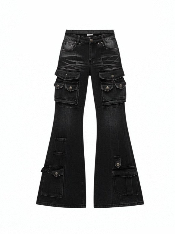 'Omnix' Multi-Pocket Y2K Flared Denim Jeans (Copy) AlielNosirrah