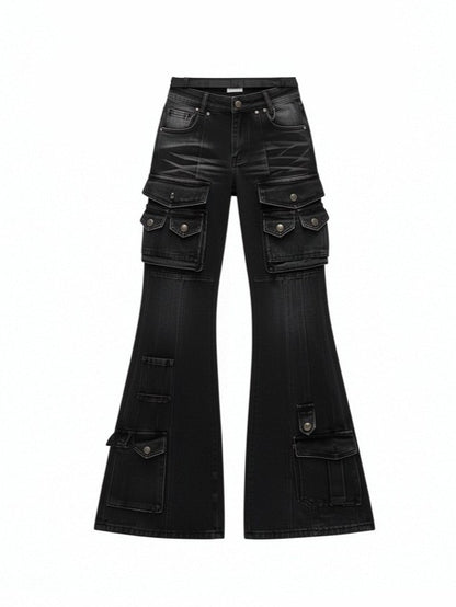 'Omnix' Multi-Pocket Y2K Flared Denim Jeans (Copy) AlielNosirrah