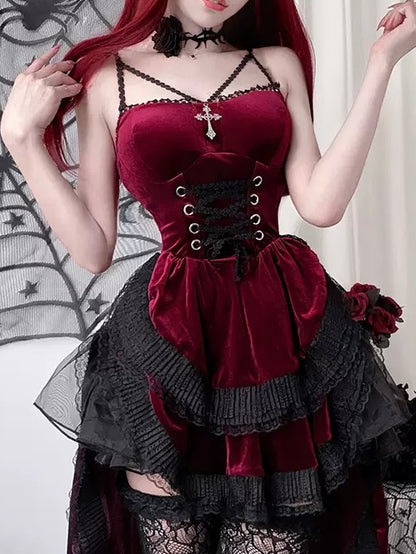 'Velvet Vampiress' Witch Vampire Bride Costume Gothic Halloween Cosplay Outfit AlielNosirrah