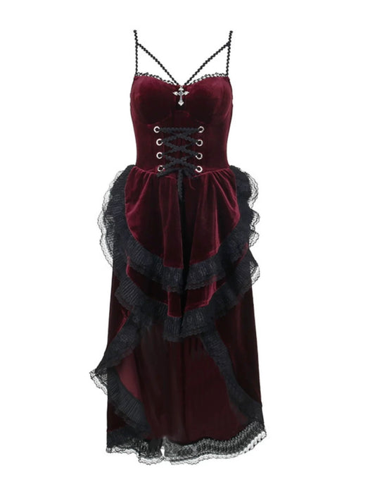 'Velvet Vampiress' Witch Vampire Bride Costume Gothic Halloween Cosplay Outfit AlielNosirrah