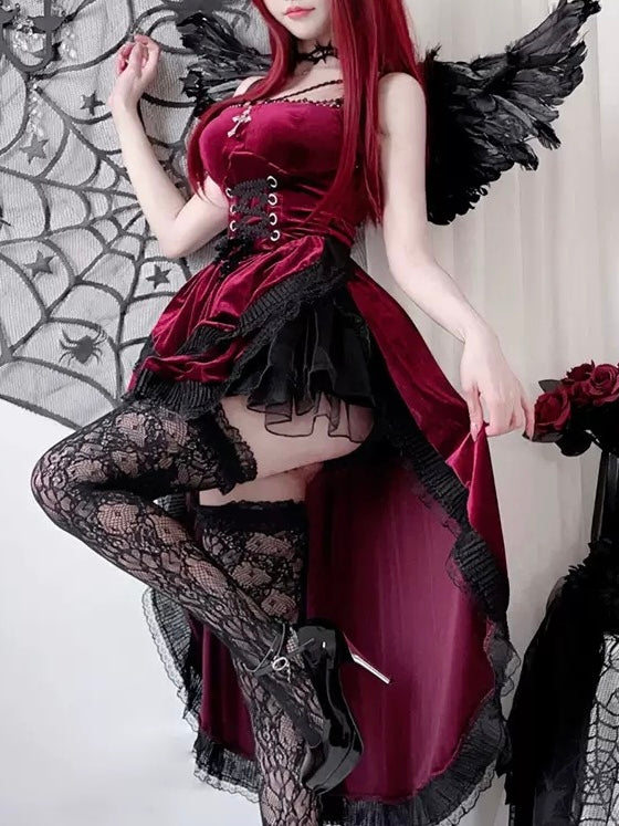 'Velvet Vampiress' Witch Vampire Bride Costume Gothic Halloween Cosplay Outfit AlielNosirrah