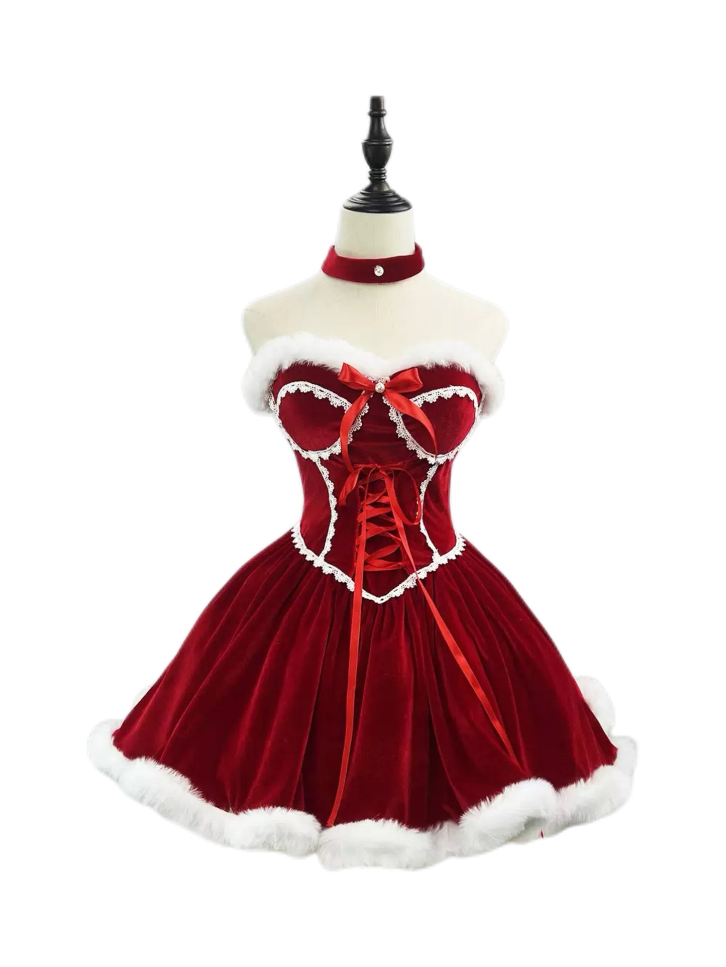 'Velour Charm' Red Velvet Christmas Strapless Bow Party Dress (Copy) AlielNosirrah