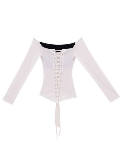 ’Urban Temptress' Color-Block Off-Shoulder Tie Top (Copy) AlielNosirrah