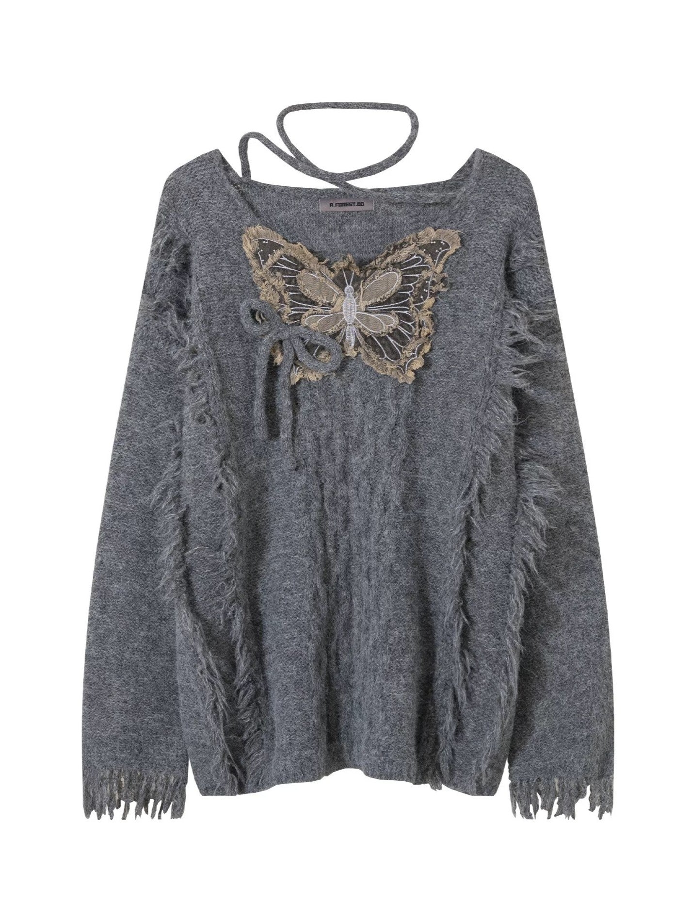 'Flutter Dreams' Retro Tassel-Tie Butterfly Sweater AlielNosirrah