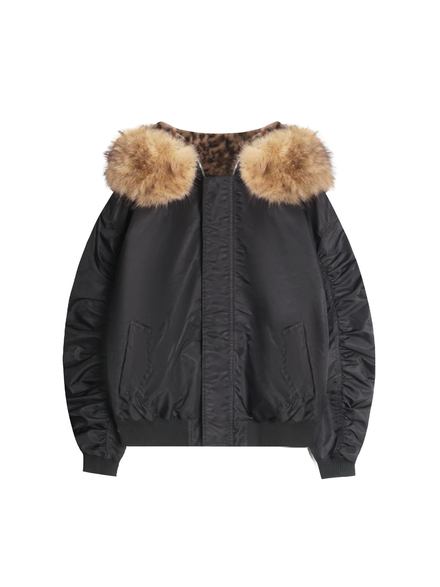 'Urban Jungle' Detachable Faux-Fur Collar Leopard Hooded (Copy) AlielNosirrah
