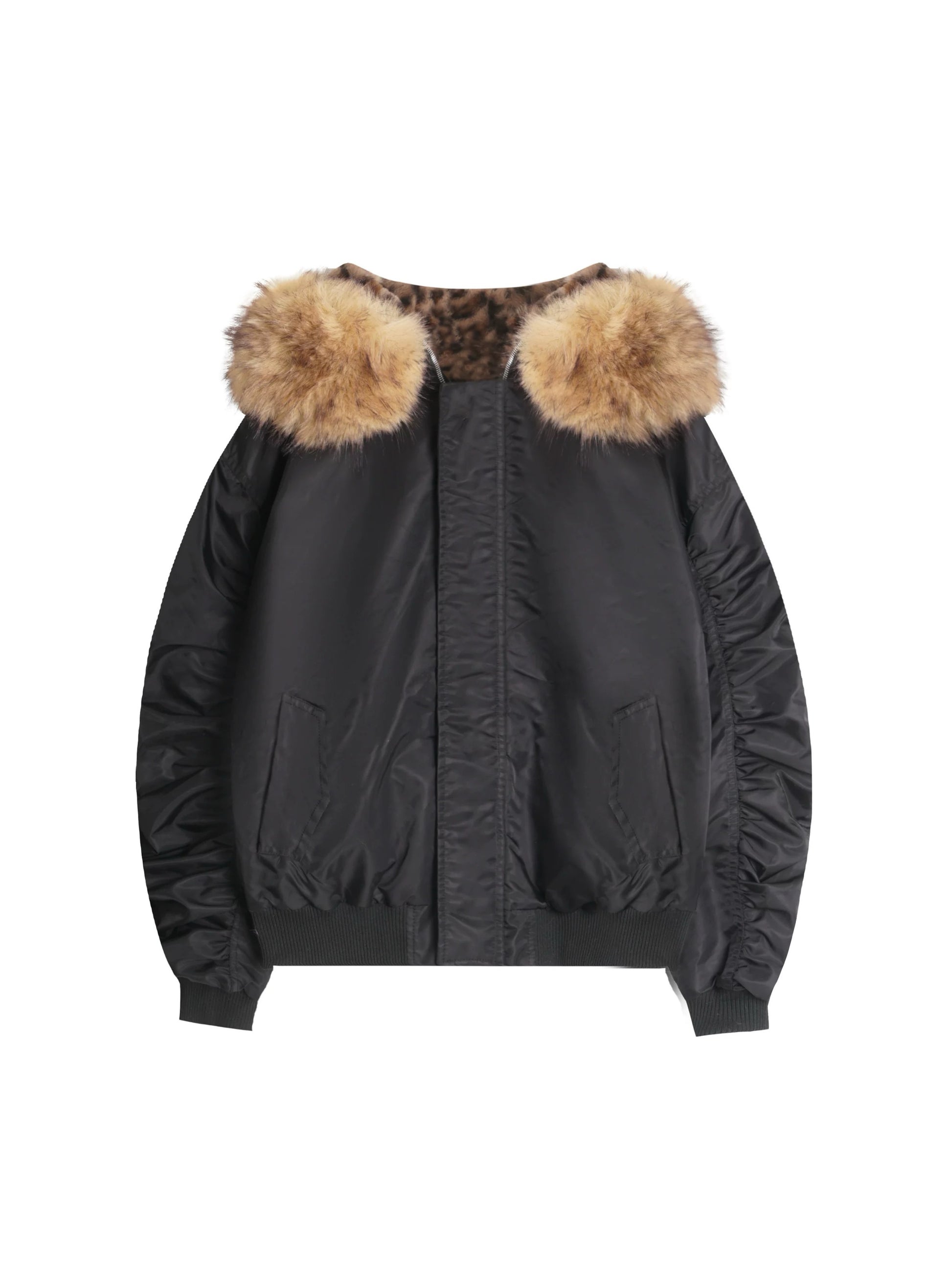 'Urban Jungle' Detachable Faux-Fur Collar Leopard Hooded (Copy) AlielNosirrah