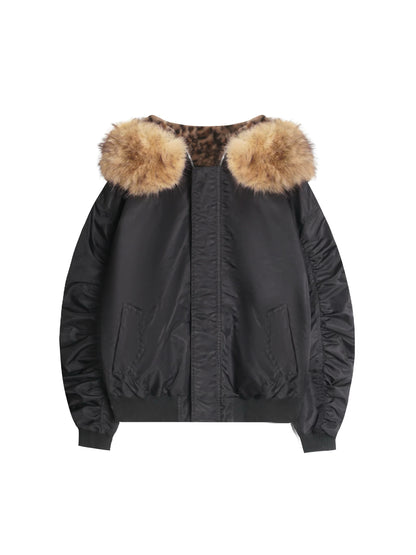 'Urban Jungle' Detachable Faux-Fur Collar Leopard Hooded (Copy) AlielNosirrah