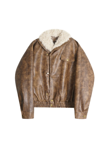 'Velvet Dawn' Shearling-Lined Faux Leather Jacket AlielNosirrah