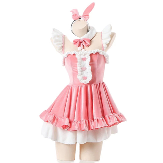 'Rabbit Trap' Sweet Bunny Christmas Halloween Velvet Dress Costume Sets