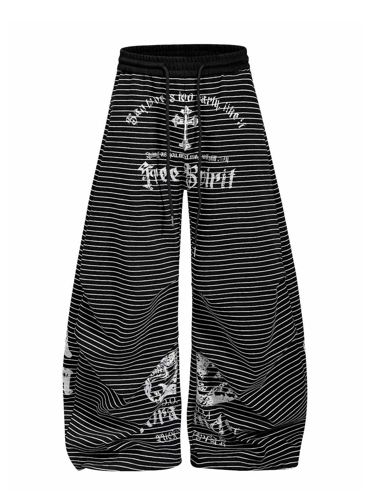 'Downtown Stripe' Grunge  Retro Striped Wide Leg Pants
