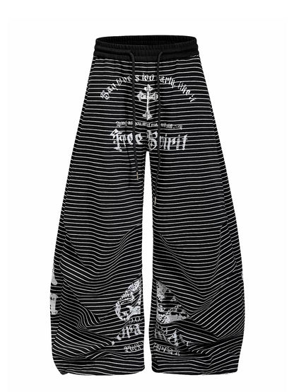 'Downtown Stripe' Grunge  Retro Striped Wide Leg Pants